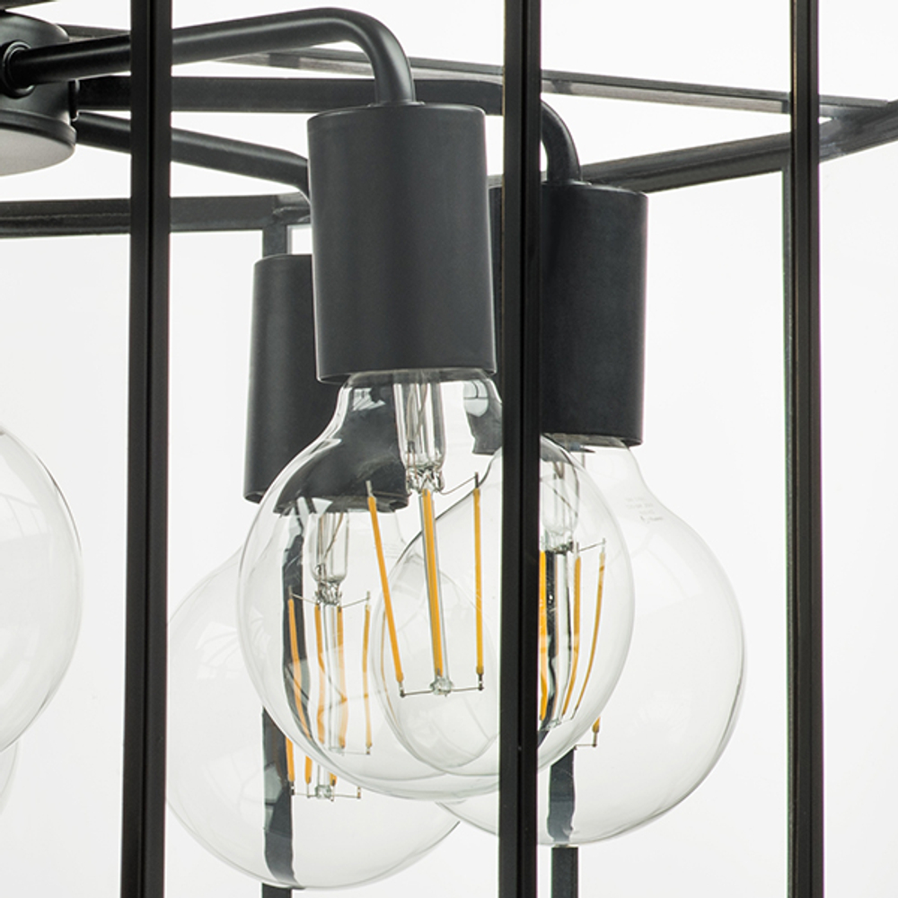 798287 Люстра GENNI 8х40W E27 ЧЕРНЫЙ МАТОВЫЙ/ПРОЗРАЧНЫЙ