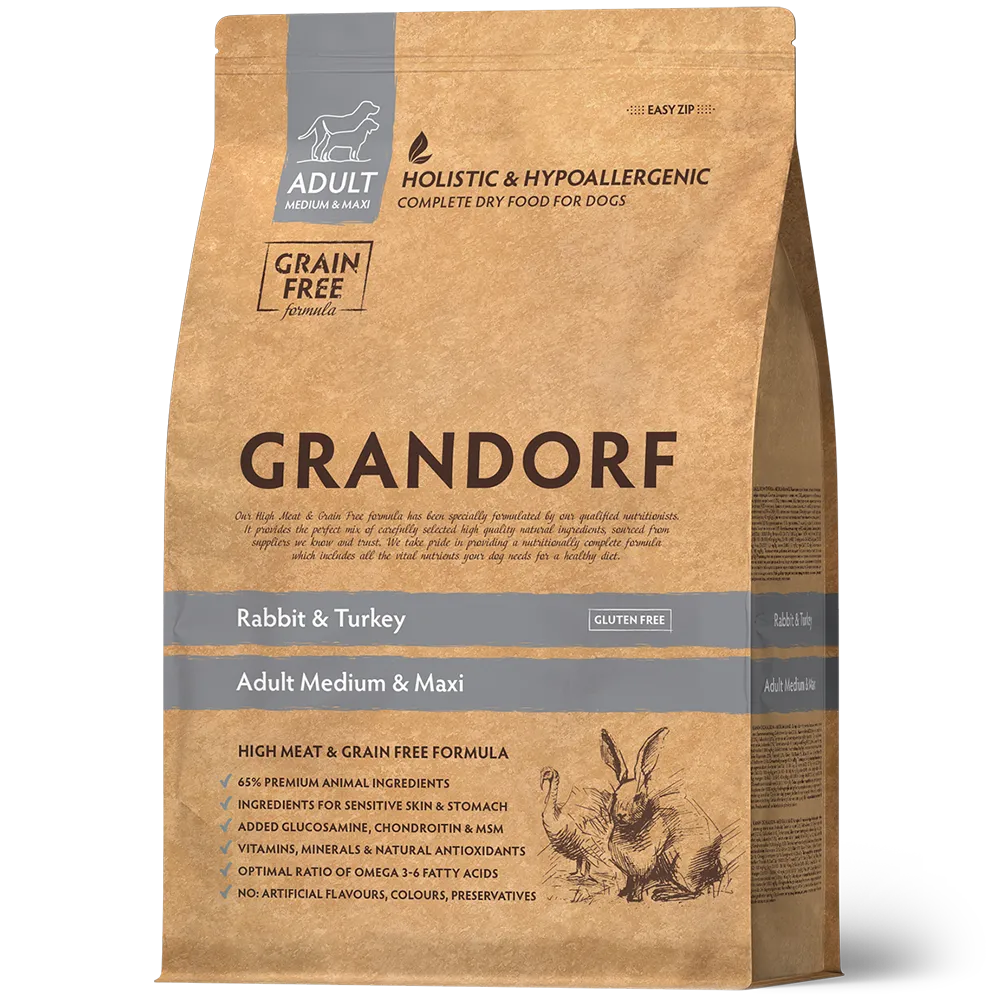 Grandorf Dog Rabbit&Turkey Adult Medium&Maxi - сухой корм для собак средних и крупных пород, 1кг.