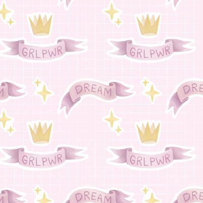 GRL PWR DREAM короны с лентами и звездами