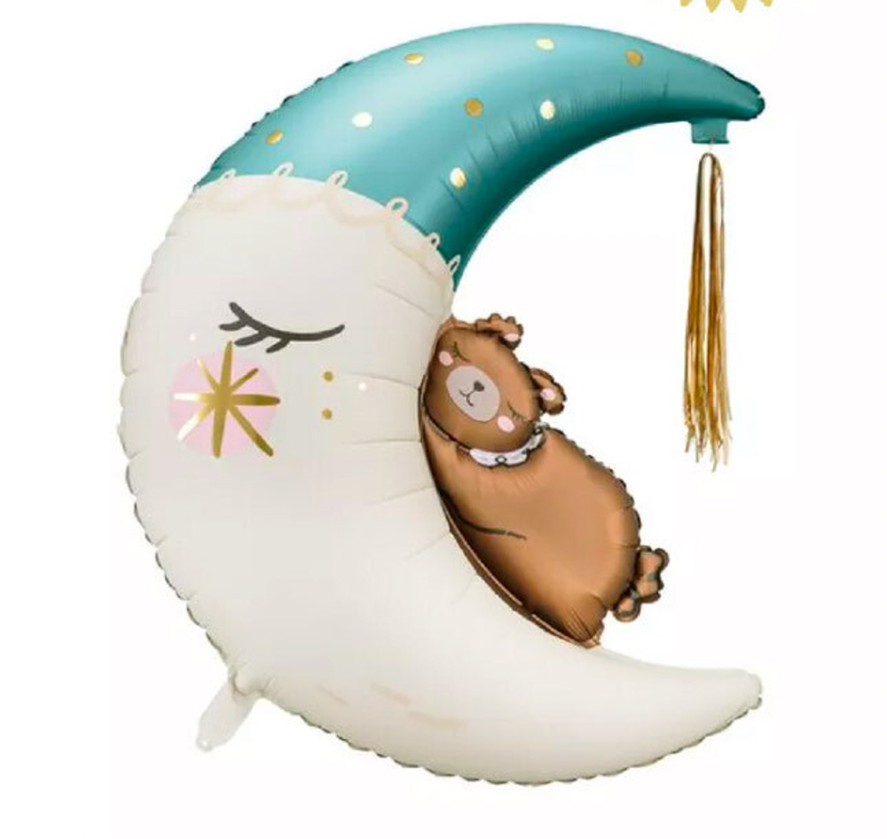 Мишка на луне голубой