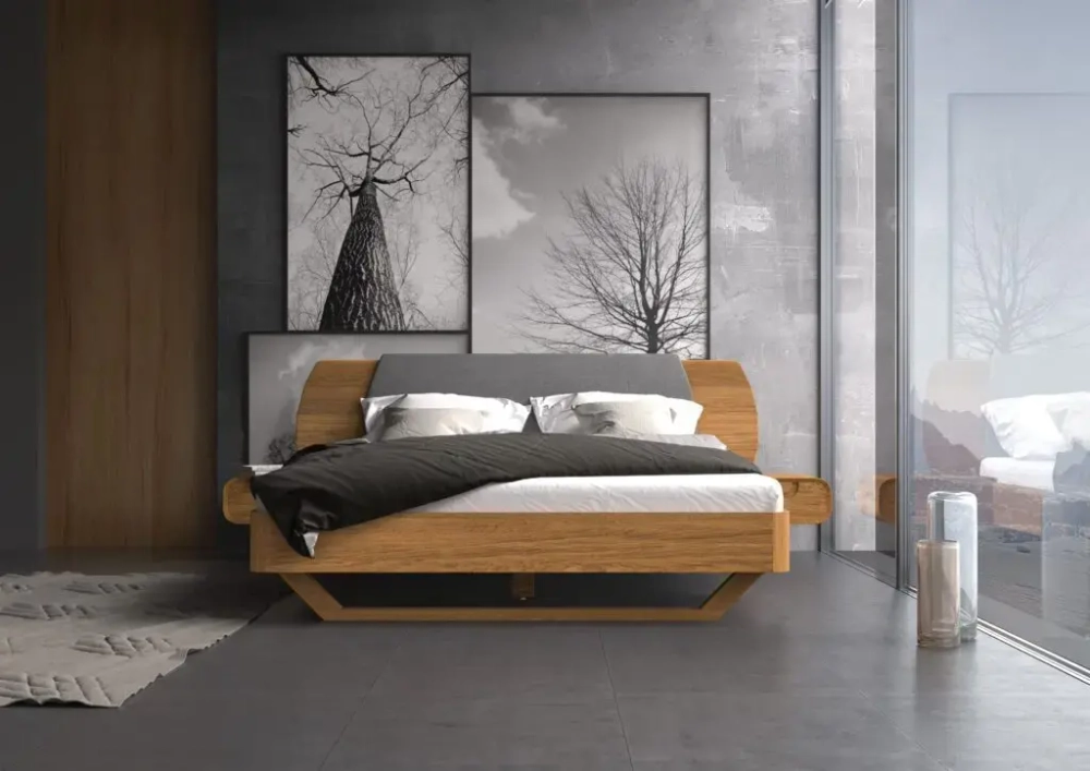 Кровать из массива дуба с тумбами Deo