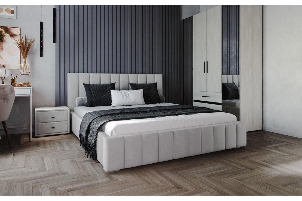 Кровать с ортопедическим основанием Нега 140х200, Светло-серый