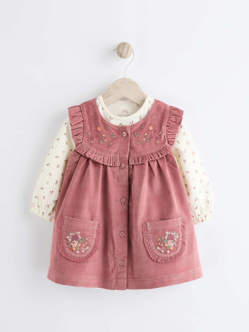 Комплект из трех предметов Next Q94-874, Розовый, Молочный