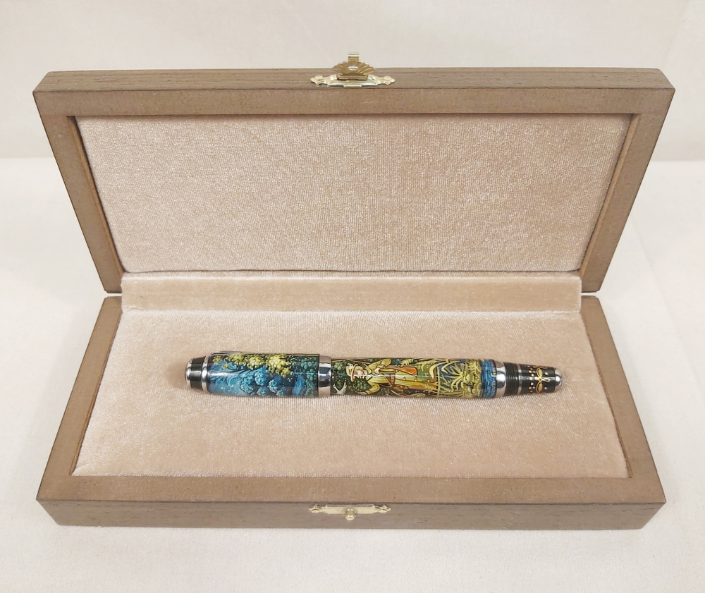 Коллекционная ручка с ручной росписью Палех "Охотник"