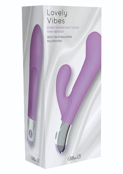 Фиолетовый вибратор Lovely Vibes G-spot Twin - 20 см. (Цвет: фиолетовый)