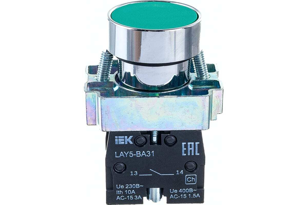 Кнопка управления LAY5-BA31 без подсветки зеленая 1з IEK