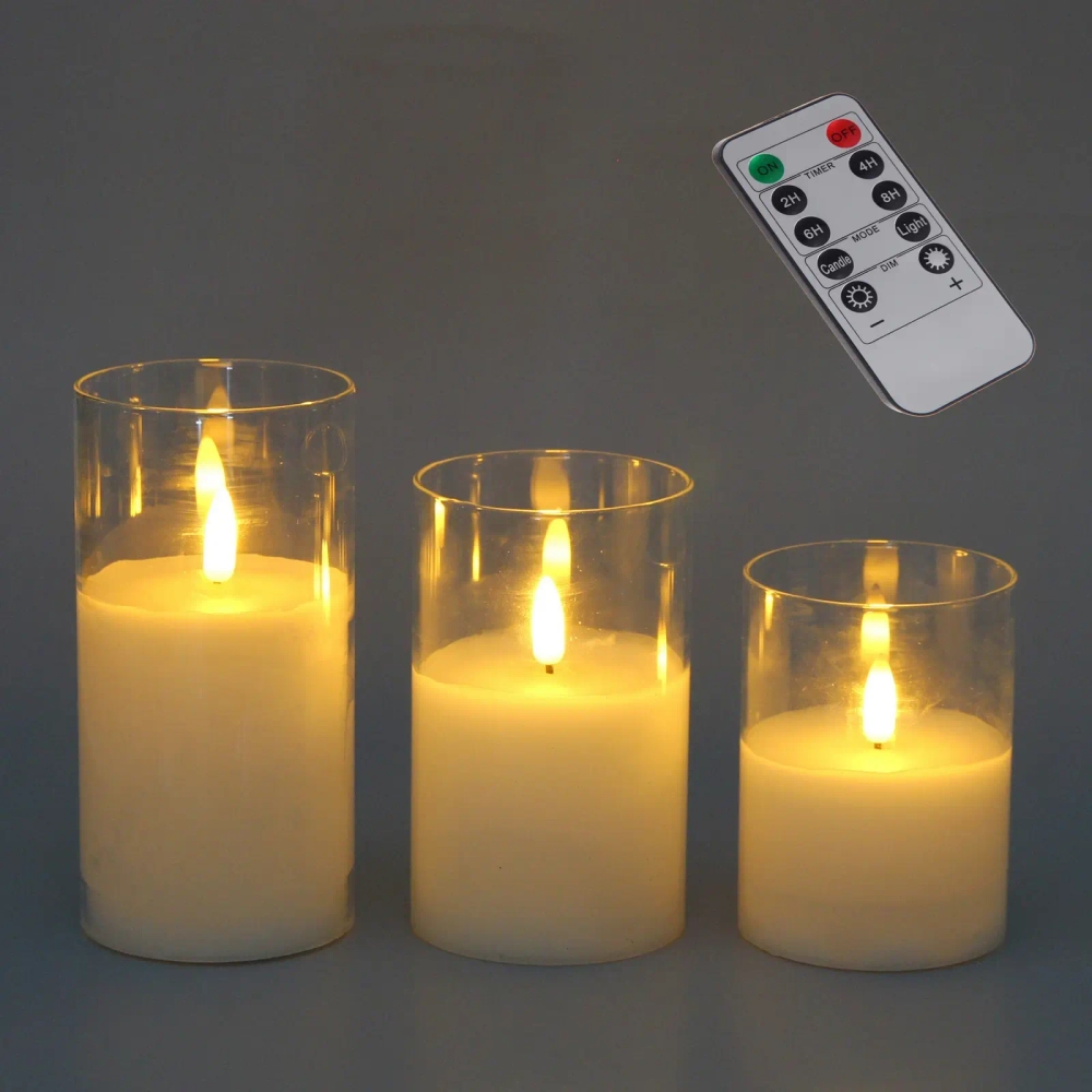 Сувенир с подсветкой «Свеча - Тайна» 7,7*10/12,5/15 см (набор 3 шт) с пультом д/у