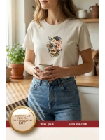 Термонаклейка на одежду, термопринт Цветы золото