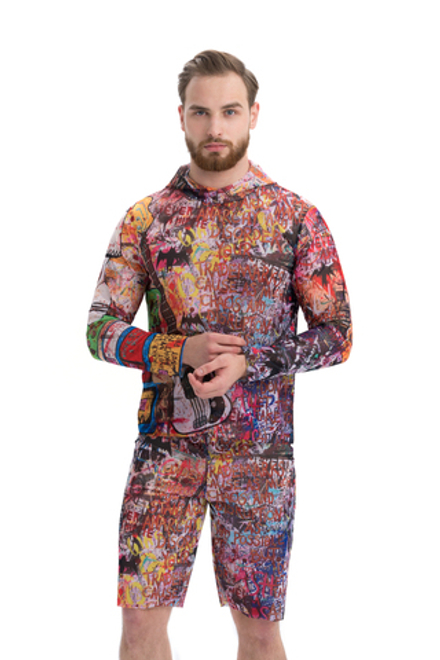 Футболка мужская с капюшоном "Скелет" (плотная)