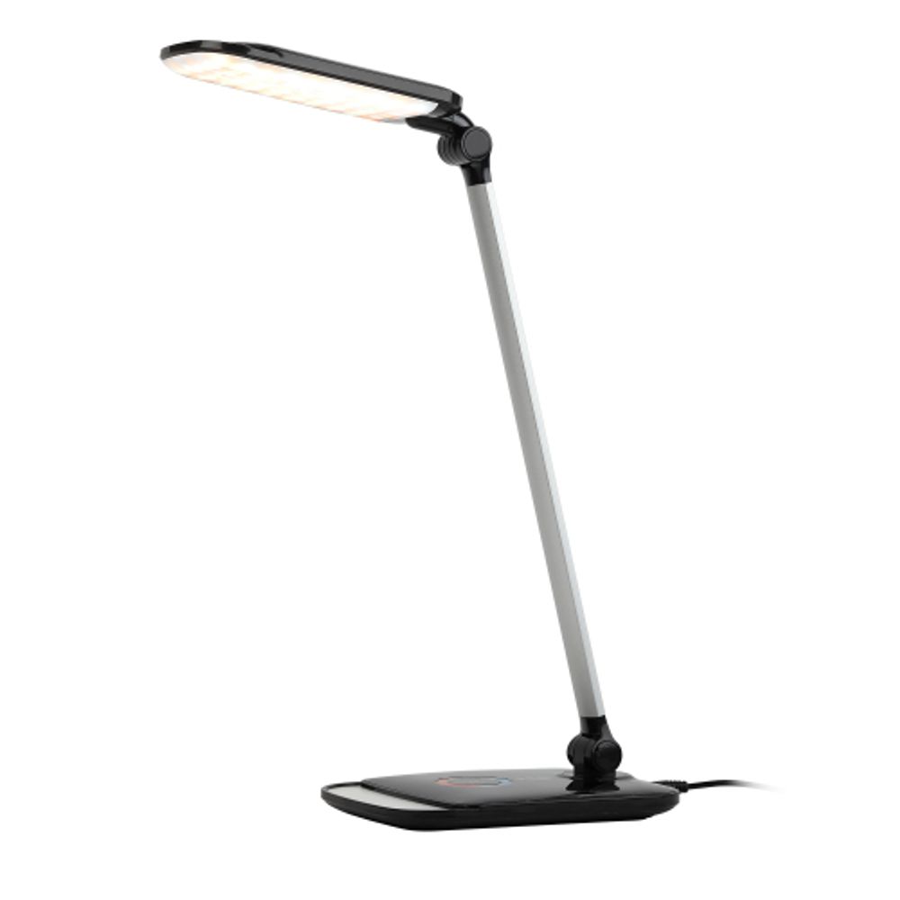 Настольный светильник ЭРА NLED-460-14W-BK-S светодиодный с ночником на основании черный с серебром