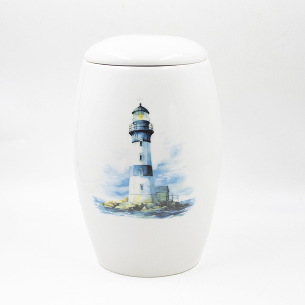 Урна для праха фарфор "Палитра" белая "Маяк"