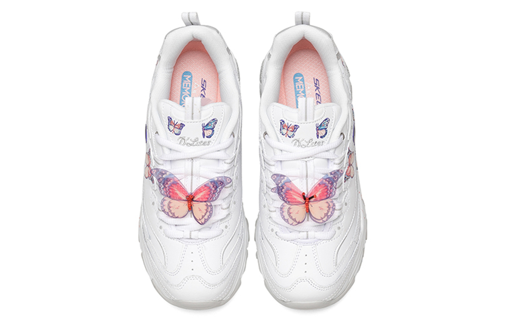Skechers D"LITES 1.0 Low top Casual Shoes Women"s White Multicolor Butterfly