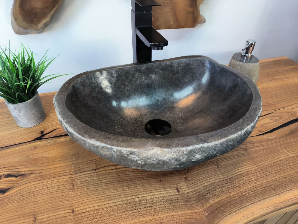 Раковина из речного камня RS-65786 46х32х16 из натурального камня