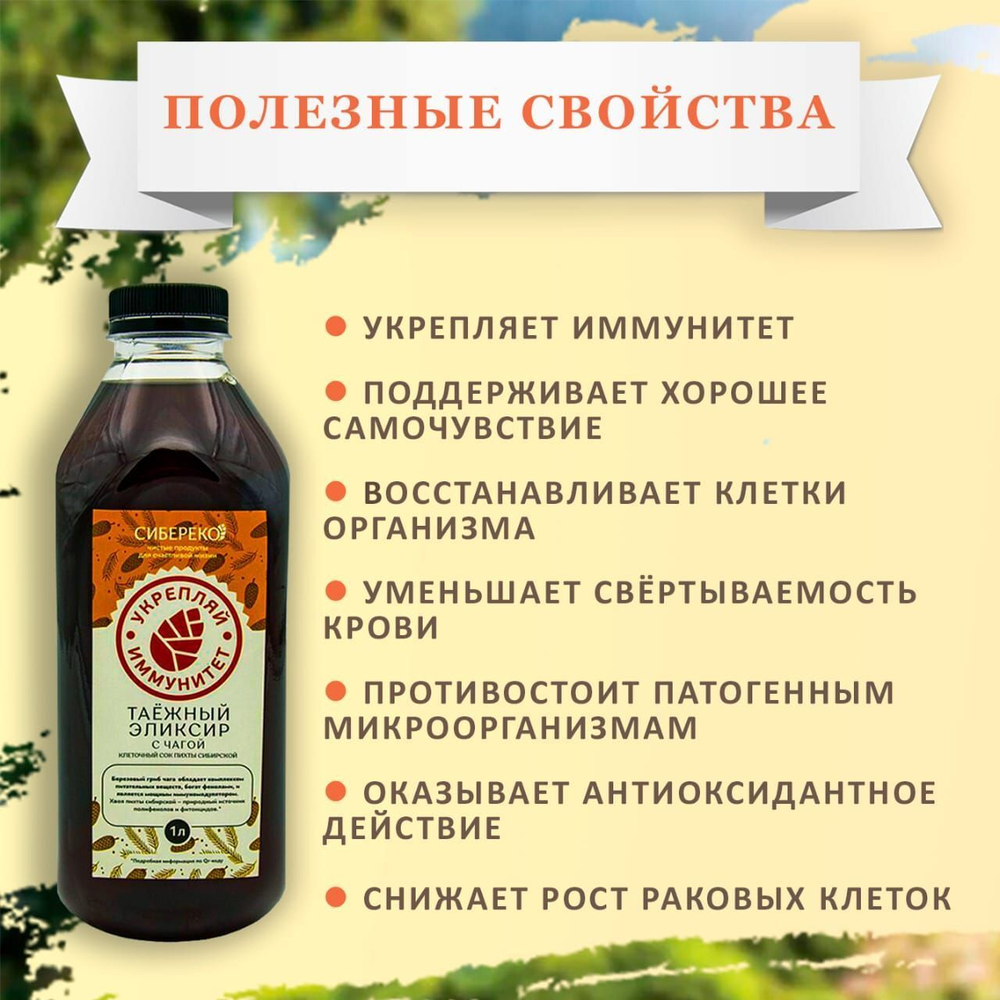 Таёжный эликсир с чагой 1 л - 2шт. Сибереко г. Томск