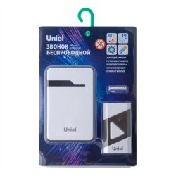 UDB-016W-R1T1-38S-150M-WH-BL Звонок беспроводной. Радиус действия 150м. Белый с черным. ТМ Uniel