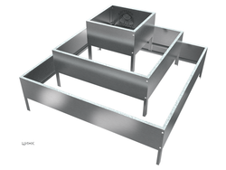 Клумба квадратная оцинкованная 3 яруса с выбором цвета полимерного покрытия