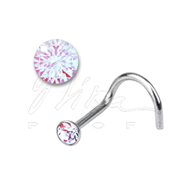 Нострил, сталь, с радужным камнем