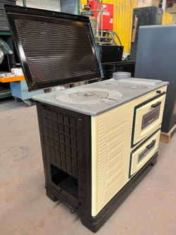 Печь отопительно-варочная Hosseven 4007/1  KOVALI Беж. (с двумя духовками  c газовой горелкой (4 трубы 0,5м +2 колена в комплекте))