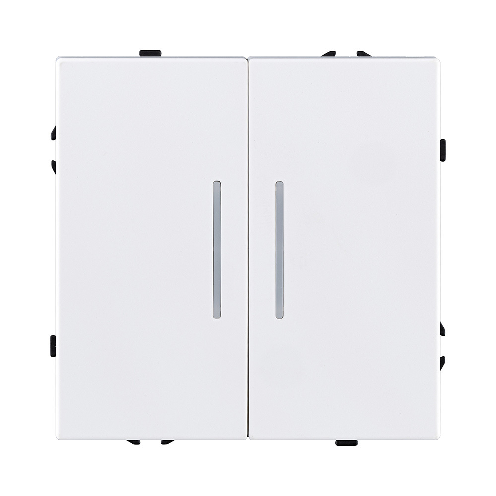 Выключатель 2-клавишный 10А/250В с LED подсветкой, белый матовый Kollinger Eclipse EC-010WH