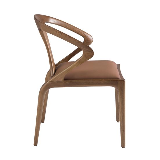 Стул 4137/CH9808 из коричневой экокожи и ореха