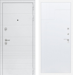 Входная белая дверь с зеркалом RеX (РЕКС) Трендо Силк сноу / ФЛ-246 Силк сноу (белый матовый, без текстуры)