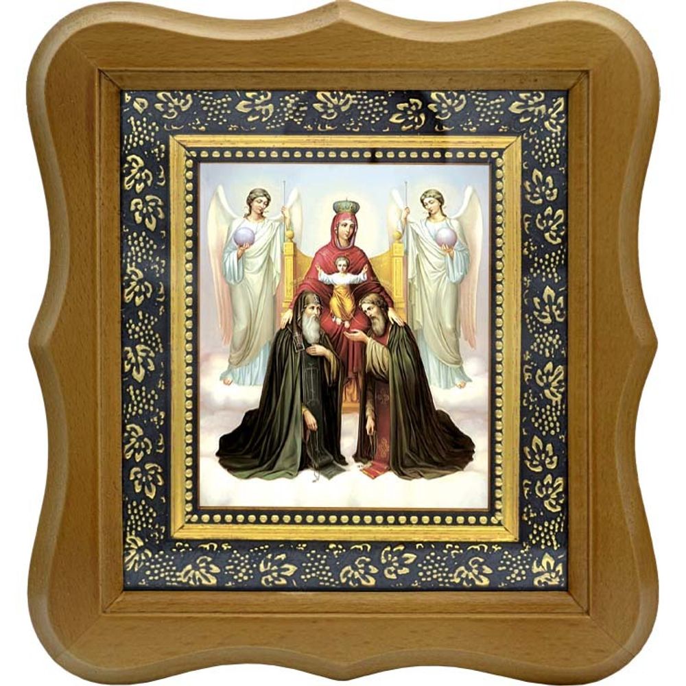 Печерская икона Божьей Матери с коленопреклоненными Антонием и Феодосием Печерскими и ангелами.