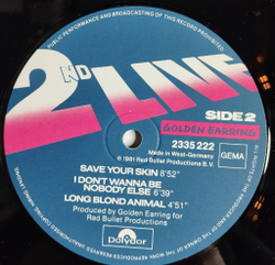 Винтажная виниловая пластинка LP Golden Earring 2nd Live (Germany 1981)