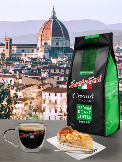 Кофе молотый, SantaRicci Crema Italiano, арабика, для турки, кофеварки, 200 г