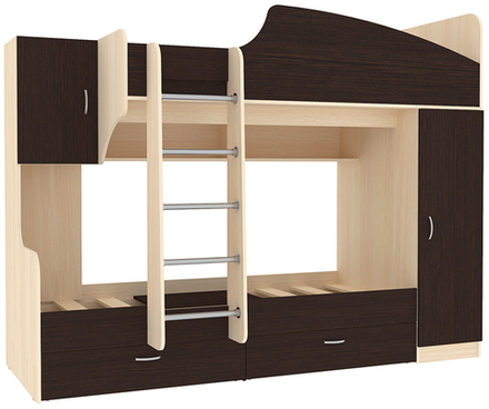 Двухъярусная кровать КарИВи Юниор 2  Дуб Молочный Венге