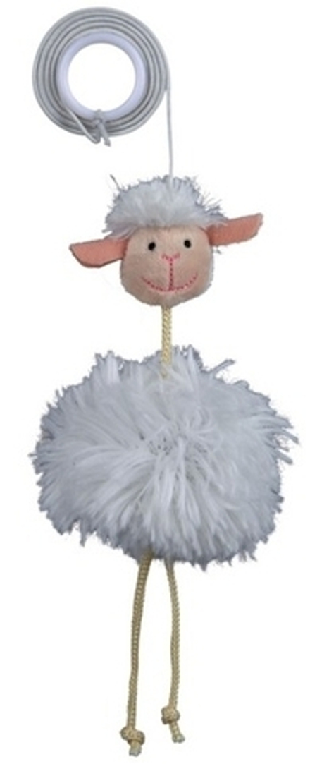 Trixie Игрушка для кошки "Овца с колокольчиком" на резинке, 20см, плюш