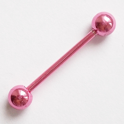 Штанга для пирсинга языка с шариком 15х1,6х6 мм. Медицинская сталь, цветное анодирование. Розовая. 1 шт.