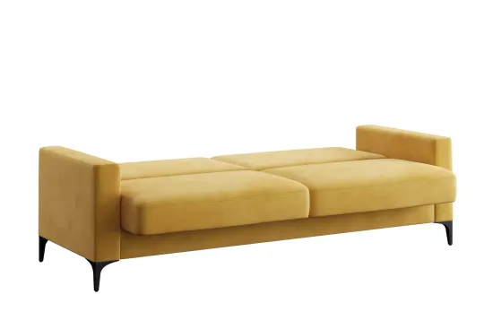 Диван-кровать Модель 047, Ультра мустард, Геометрия 69, велюр, прямой, книжка, венге
