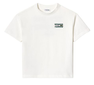 Детская теннисная футболка Lacoste Cotton Back and Front Print T-shirt - White
