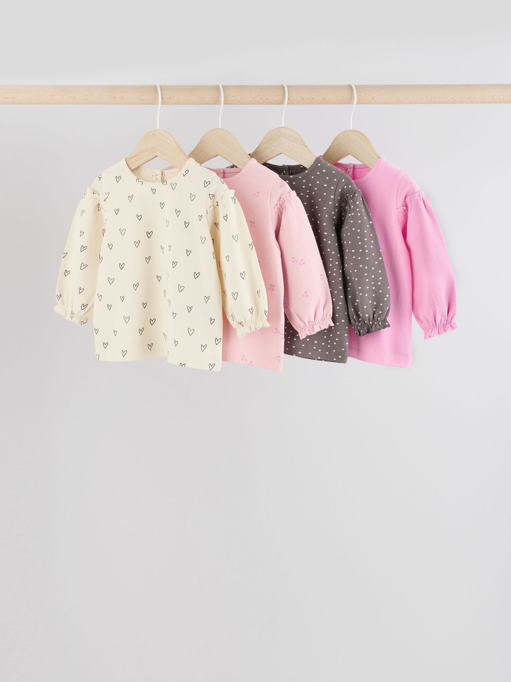 Лонгслив для малышей Next E67-019, 4 шт., Молочный, Розовый, Коричневый