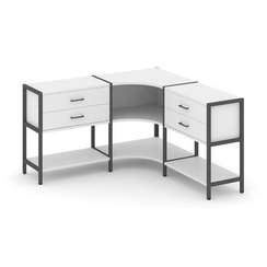 Shelf System Трехсекционный угловой стеллаж двухярусный с ящиками SN.STMU-231 Белый/Металл Антрацит