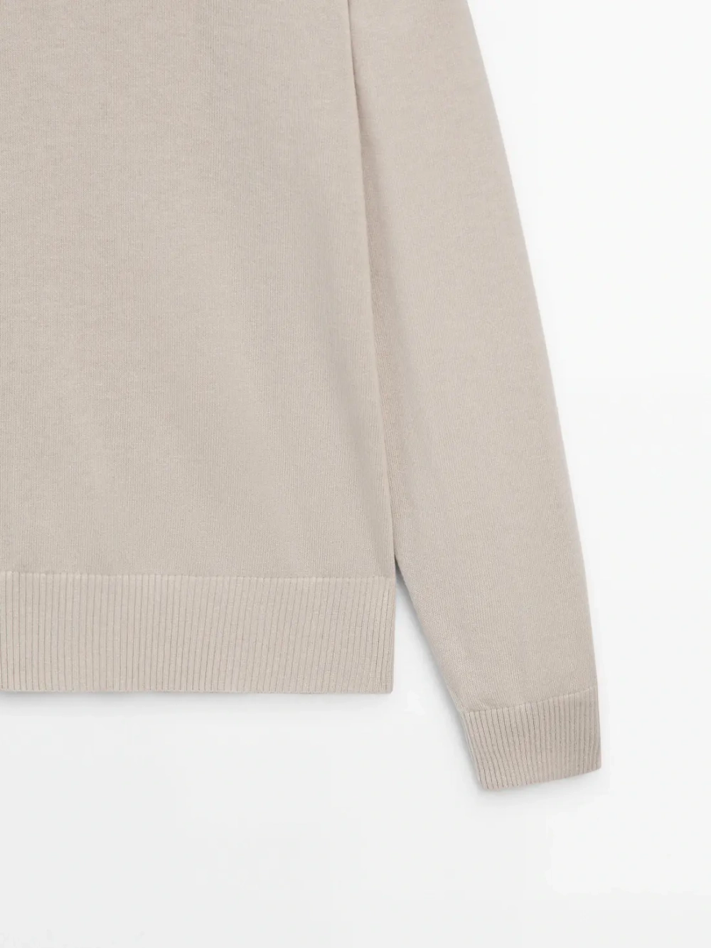 Massimo Dutti Шерстяной свитер с круглым вырезом, бежевый