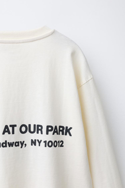 ZARA ФУТБОЛКА С НАДПИСЬЮ, СВЕТЛЫЙ ЭКРЮ