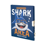 Записная книжка в футляре 20,0 см * 22,5 см , 7БЦ, Alingar, ламинация, замочек, ручка, 50 л., линия, "Акула - опасность"