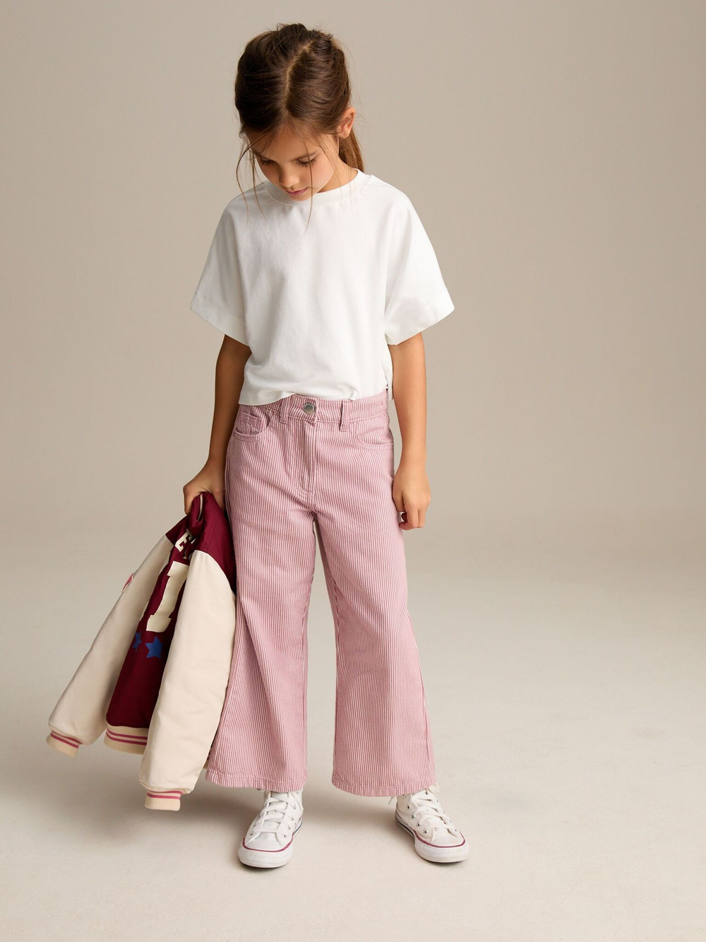 Джинсы широкие для девочки Next E89-694, Розовый