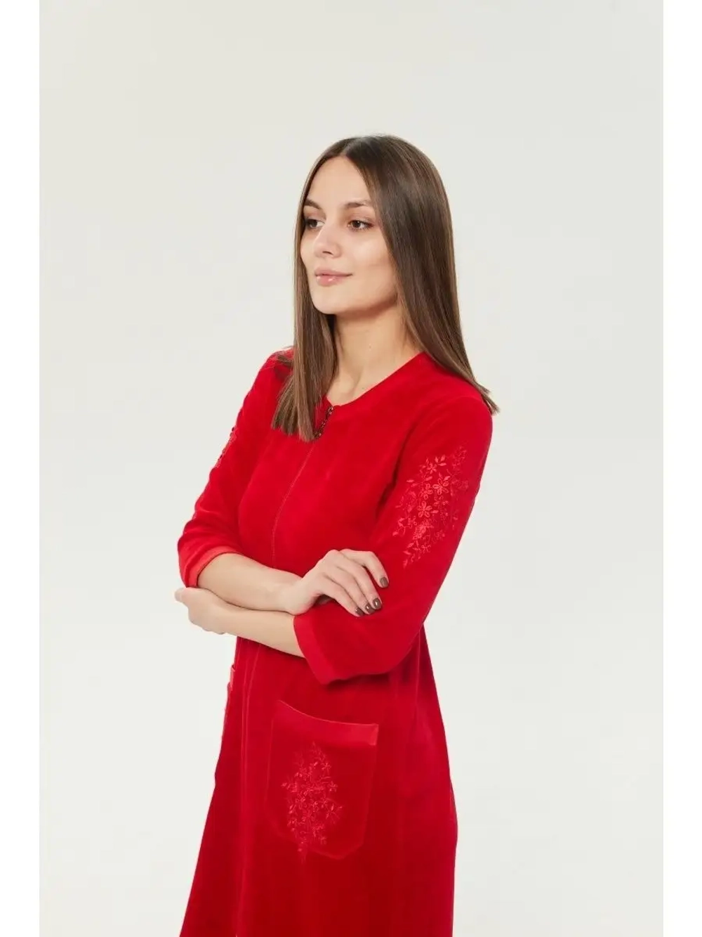 Халат велюровый домашний на молнии