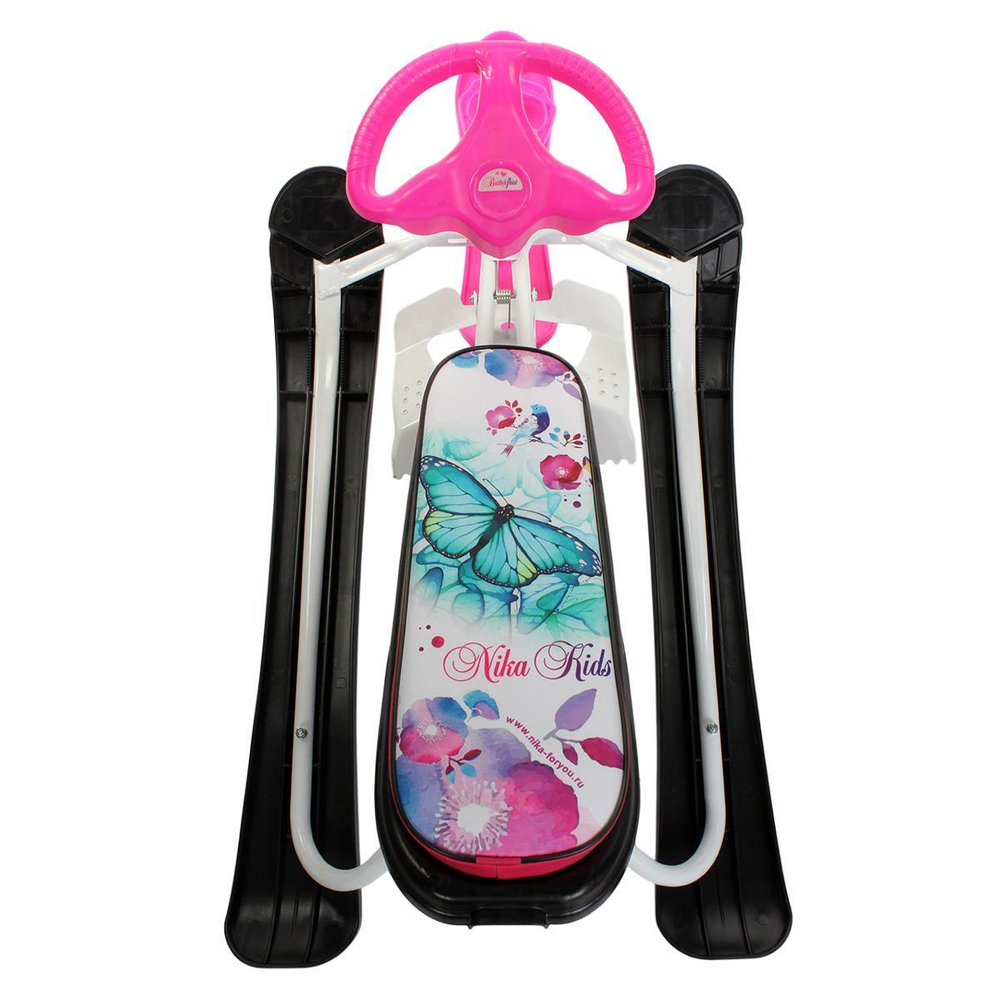 Снегокат "Ника-кросс", Бабочки (Белый каркас)