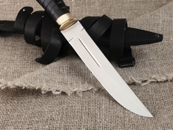 Нож «Пластунский», сталь Х12МФ, резная рукоять из черного мореного граба