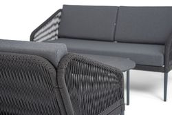 "Канны" лаунж-зона 4-местная (разборная) из роупа со столиком "Диего" цвета "серый гранит", роуп темно-серый круглый, ткань темно-серая
