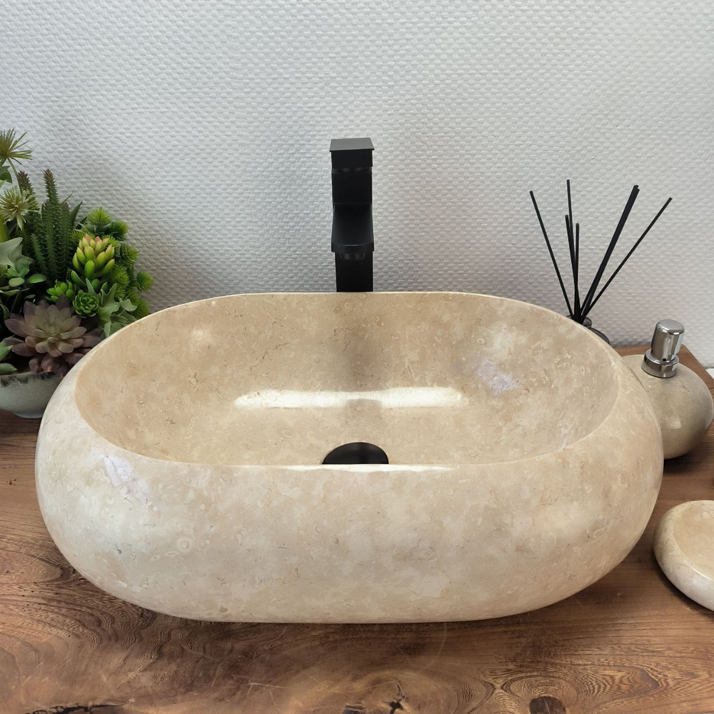 Раковина из мрамора Oval Donat Cream OM-63046 55*38*15 31