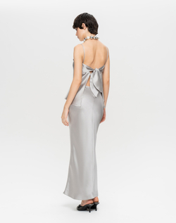 Юбка миди из жемчужного сатина