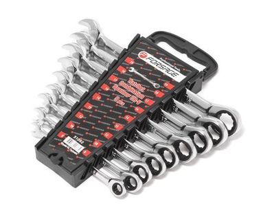 Набор ключей комбинированных трещоточных 9пр. (8,10,12,13,14,16,17,18,19мм)в пластиковом держателе Forsage F-51092