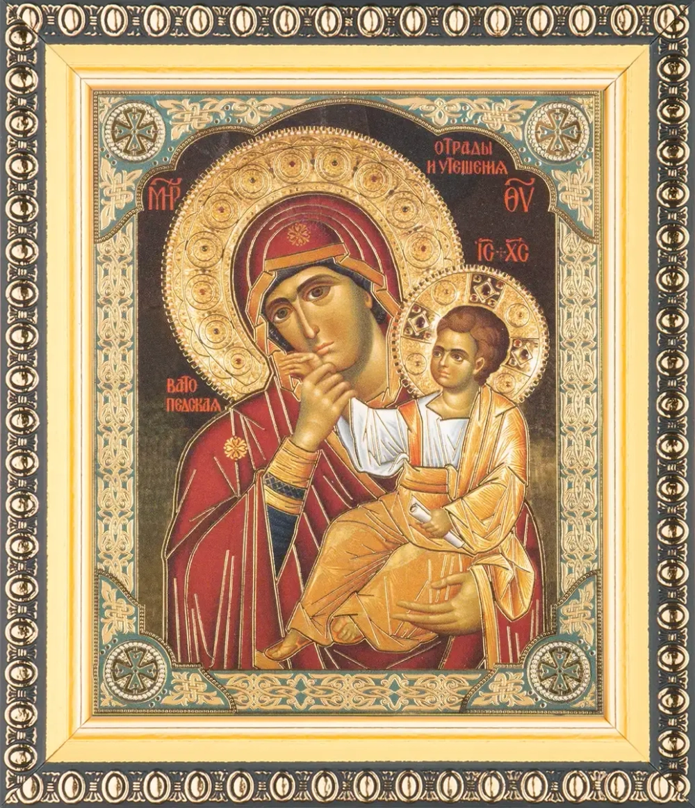 Икона БМ "Отрада и Утешение" 10х12 в раме 13х15