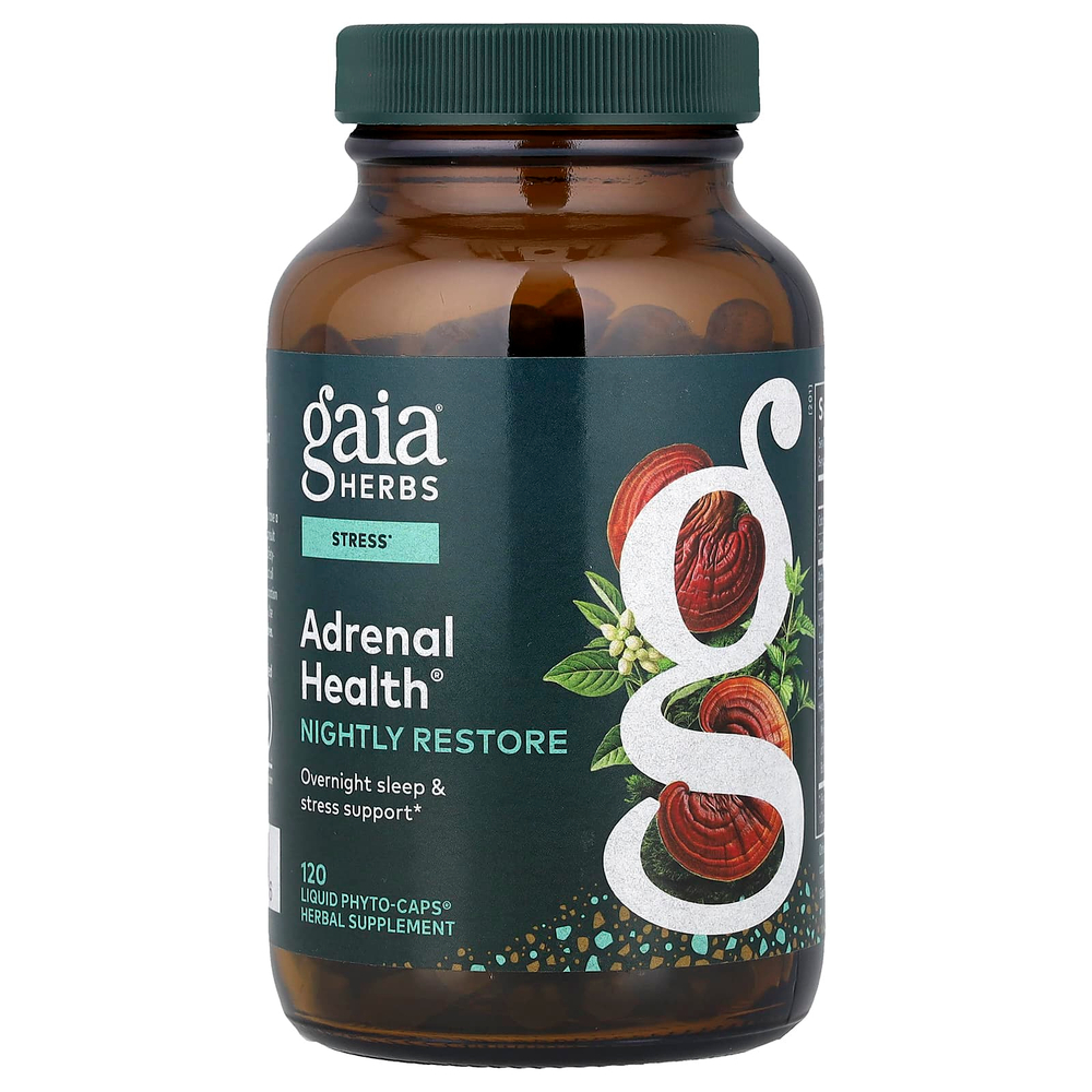 Gaia Herbs, Adrenal Health®, восстановление во время сна, 120 капсул Liquid Phyto-Caps®
