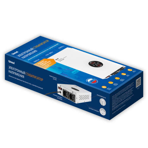 U-DTRS-1000W Стабилизатор напряжения ультратонкий. Однофазный релейный. 1000ВА. Настенный. TM Uniel