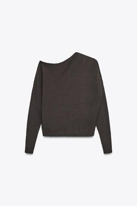 ZARA АСИММЕТРИЧНЫЙ ТОП В РУБЧИК, ХАКИ
